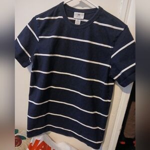 H&M Navy and White Striped Short Sleeve Tee